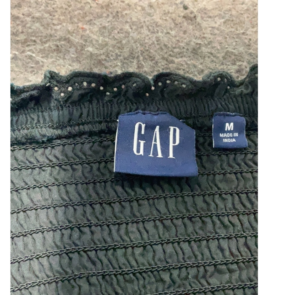 GAP Puff Sleeve Square Neck Eyelet Mini Dress (M) Black NEW - No Tags - Picture 5 of 7